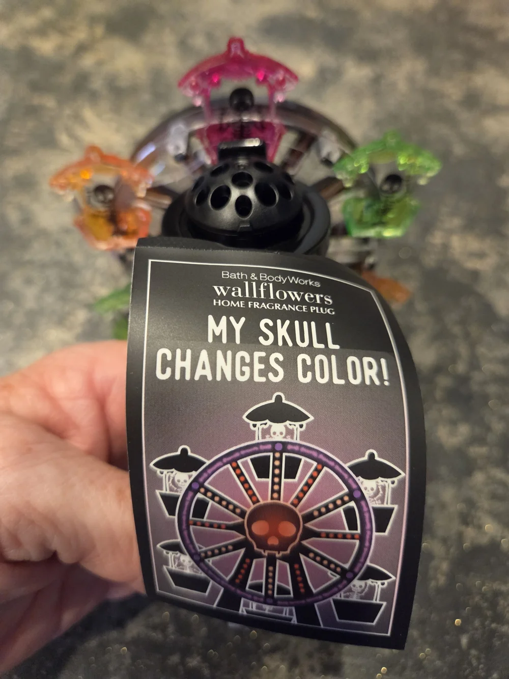 Bath & Body Works Pink & Green LED Skull Ferris Wheel Wall Light